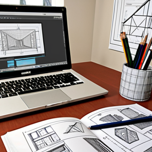 Home 15 **
A well-organized study space with architectural design books, sketches, a laptop displaying CAD software, and drafting tools. Emphasis on a syllabus, past papers, and a timer, showcasing exam preparation for an "Indoor Architect Licensing Exam." Focus on the concept of understanding the syllabus and setting deadlines.
**
