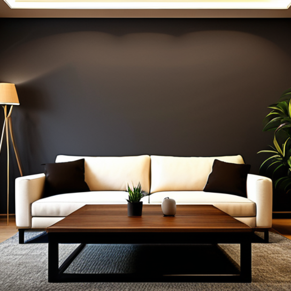 **
"A cozy living room interior, illuminated by warm ambient lighting from a ceiling fixture and a table lamp, safe for work, appropriate content, fully clothed, professional, modest. Includes a sofa, center table, and indoor plants. Perfect anatomy, correct proportions, natural pose, well-formed hands, proper finger count, natural body proportions."
**