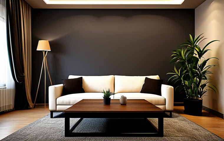 **
"A cozy living room interior, illuminated by warm ambient lighting from a ceiling fixture and a table lamp, safe for work, appropriate content, fully clothed, professional, modest. Includes a sofa, center table, and indoor plants. Perfect anatomy, correct proportions, natural pose, well-formed hands, proper finger count, natural body proportions."
**