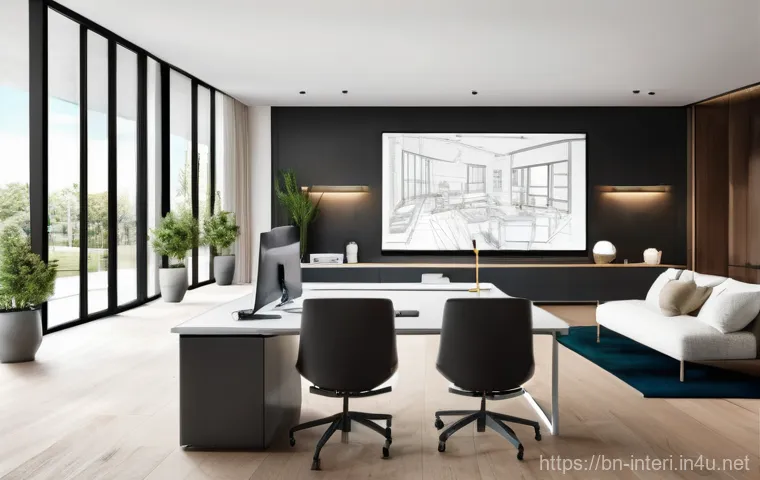 실내건축 경력직 이직 준비 방법 - Image Prompt 1: The Digital Designer's Vision**