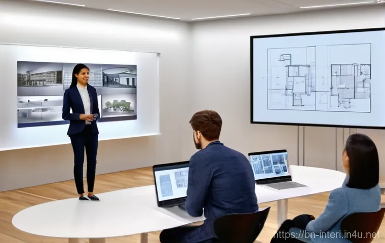 실내건축 실기 시험에서의 주요 평가 항목 - **Prompt:** A bright and airy modern living room designed with eco-friendly principles and smart hom...