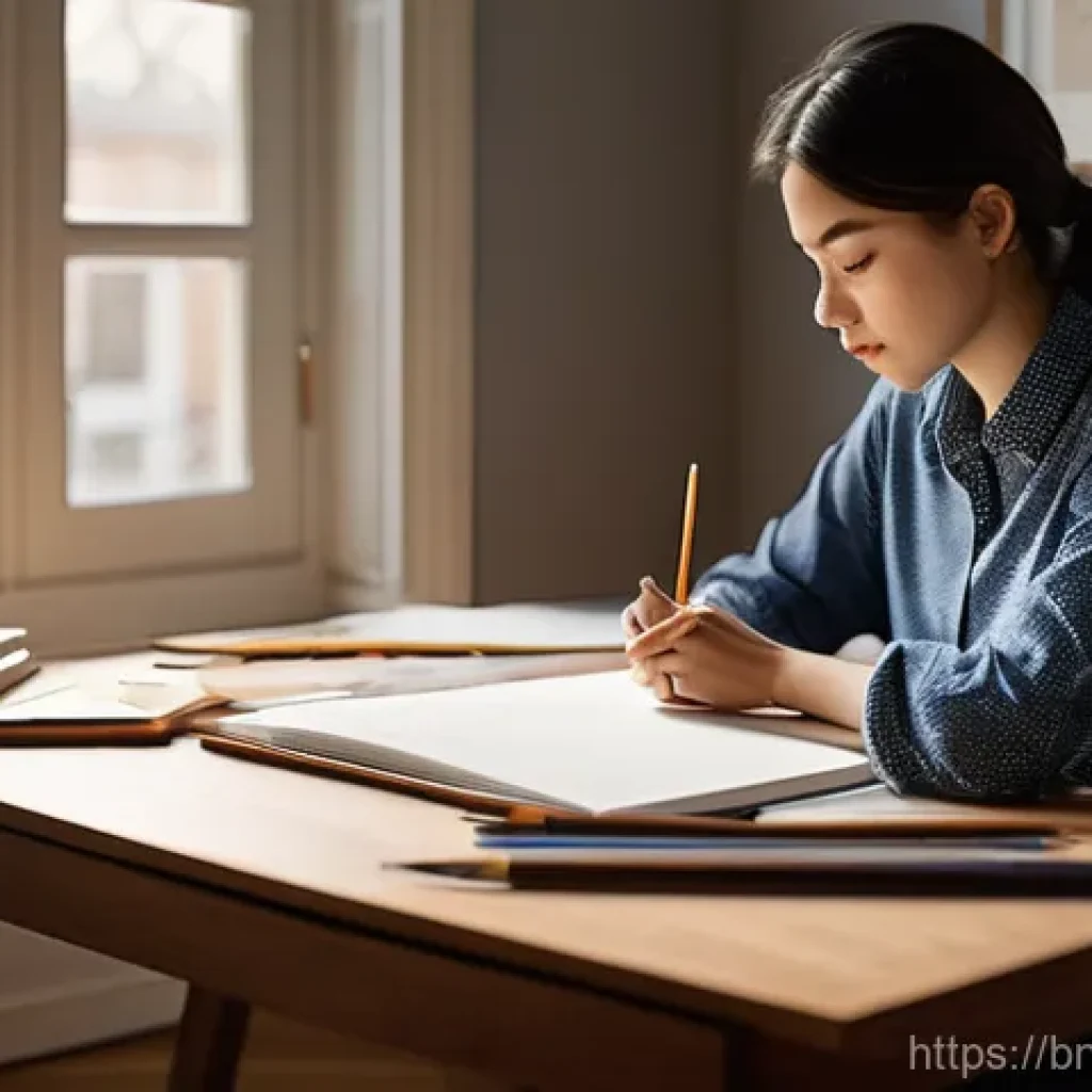 실내건축 실습에서 필요한 준비물 - **Prompt for Initial Sketching and Conceptualization:**
"A young, focused interior designer, dre...