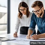 실내건축 실습에서 중요한 협업 기술 - **Prompt 1: Collaborative Brainstorming in a Modern Studio**
"A team of three diverse profession...