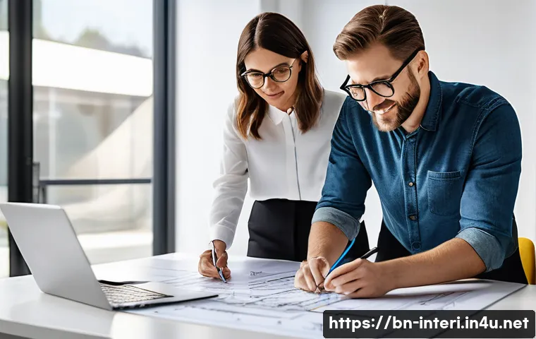 실내건축 실습에서 중요한 협업 기술 - **Prompt 1: Collaborative Brainstorming in a Modern Studio**
"A team of three diverse profession...