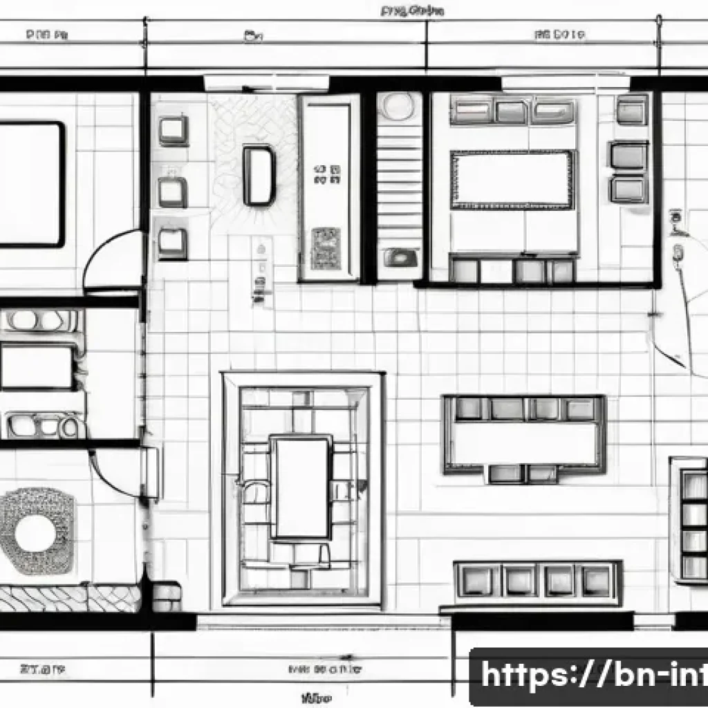 실내건축 도면 해독법 - A detailed architectural floor plan of a modern Bengali home interior, showcasing thick black lines ...