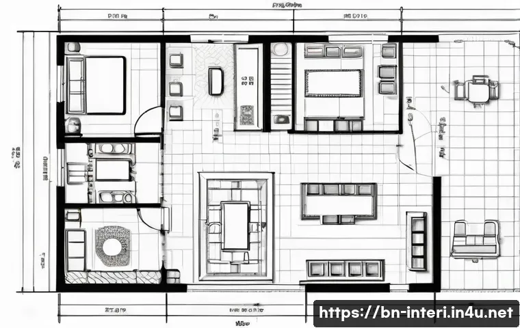 실내건축 도면 해독법 - A detailed architectural floor plan of a modern Bengali home interior, showcasing thick black lines ...