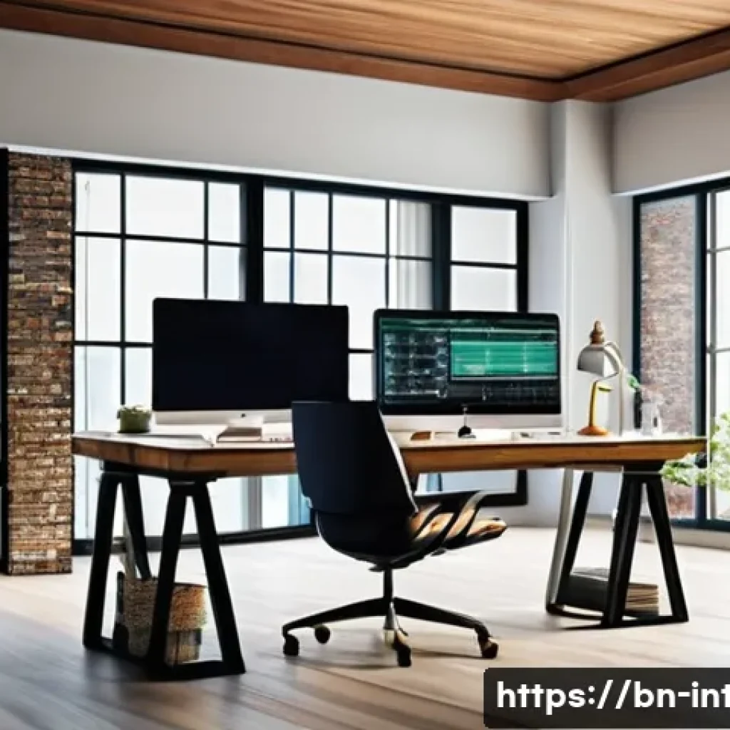 실내건축 자격증으로 진출할 수 있는 분야 - A modern indoor architectural design studio scene showcasing a professional workspace with a young B...