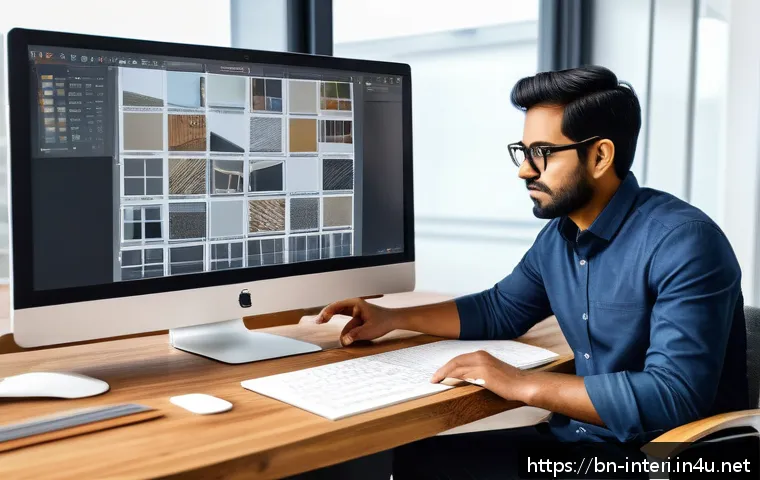 실내건축 연봉을 높이는 커리어 팁 - A professional interior designer working on a modern workspace using advanced software tools like Au...