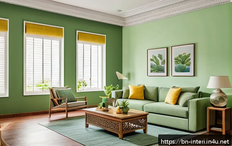 실내건축의 중요 과목과 학습법 - A cozy living room interior showcasing the psychological effects of color in Bengali culture, featur...